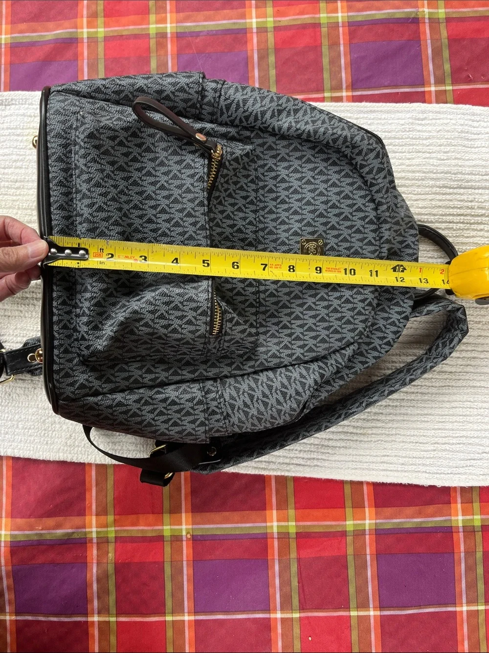 Chic Mini Backpack, Black/Grey Monogram Pattern, Every Day Casual Bag